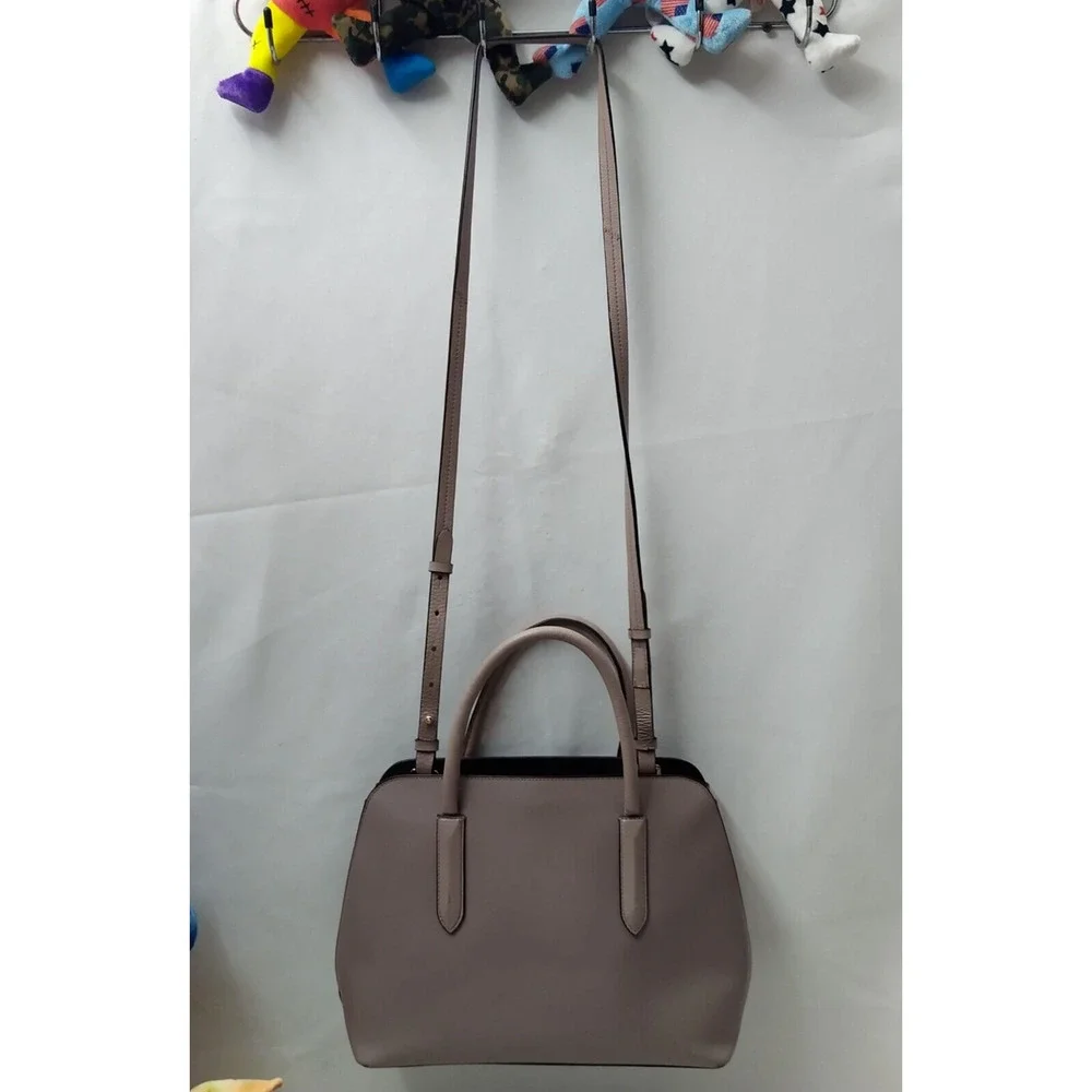 Radley London Gray Leather Double Handles Zipper Closure Satchel Bag